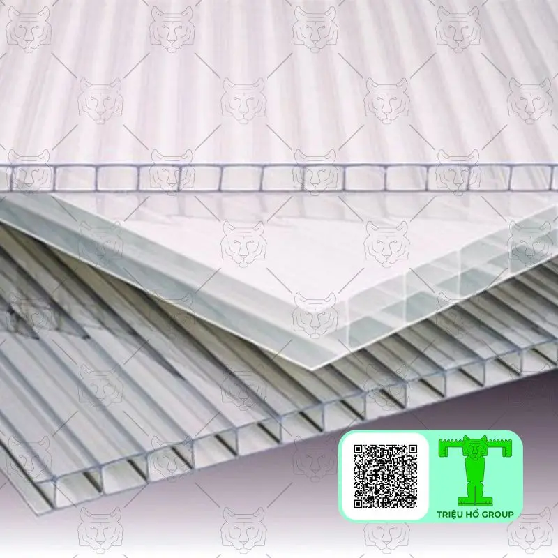 Tấm poly rỗng ruột trong suốt nhìn từ mặt cắt